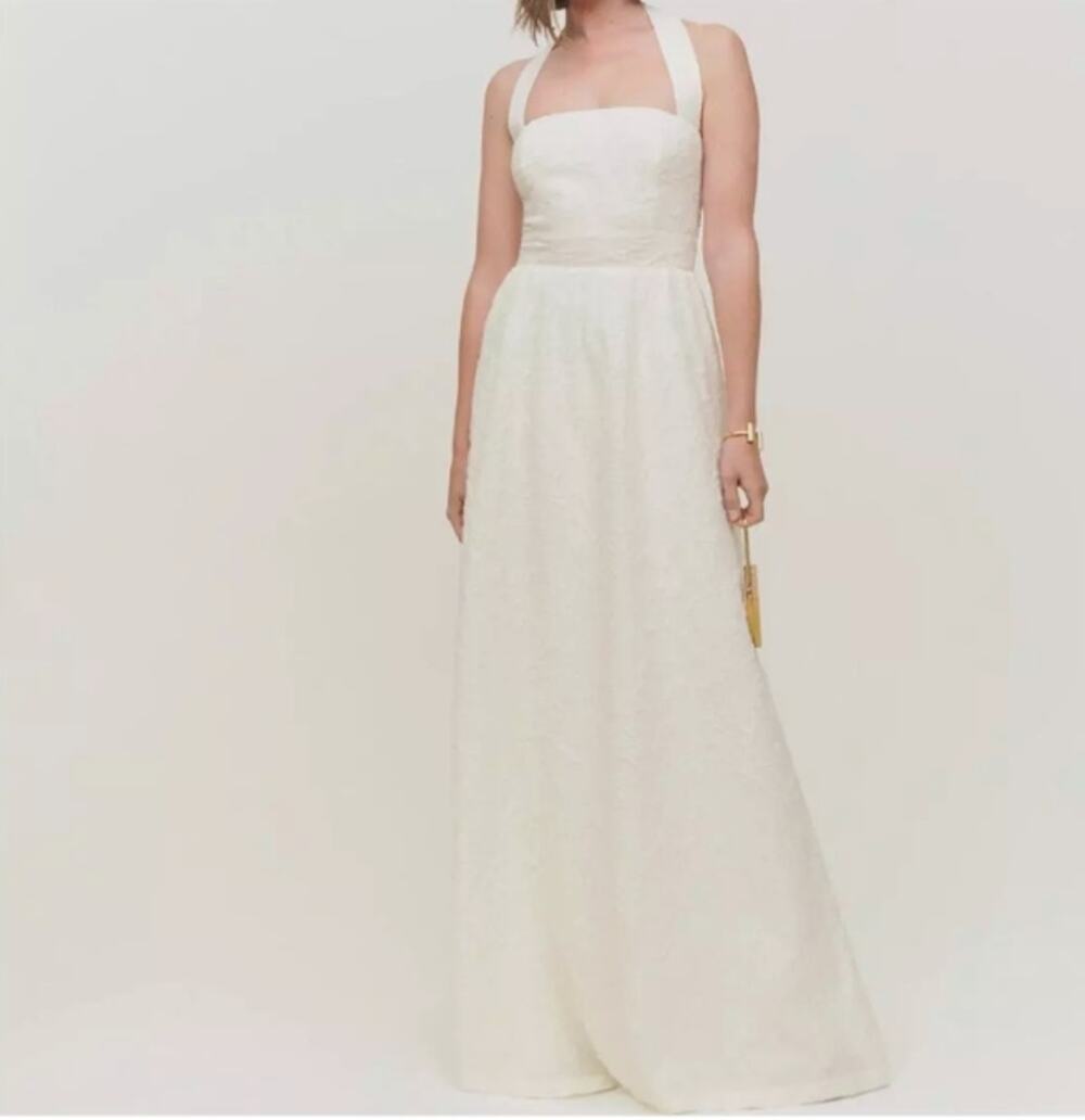NEW Reformation Edessa Halter Neck Dress Ivory Size 8
